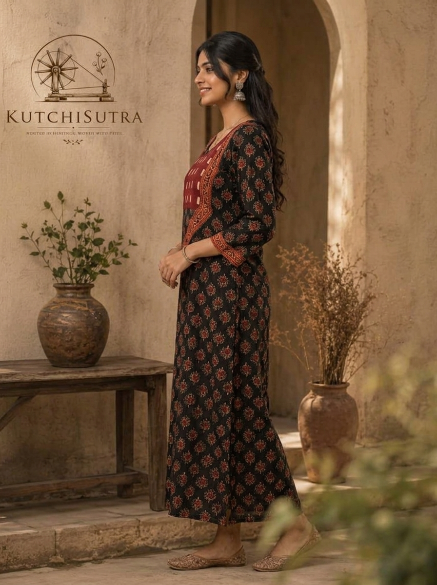 KutchSutra Elegant Ajrakh Print Straight Kurta