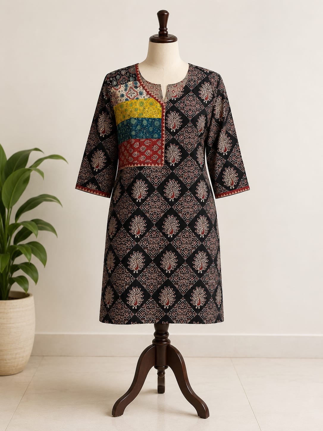 Premium Cotton Asymmetrical Patchwork Kurti