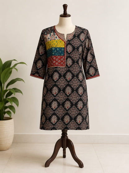 Premium Cotton Asymmetrical Patchwork Kurti