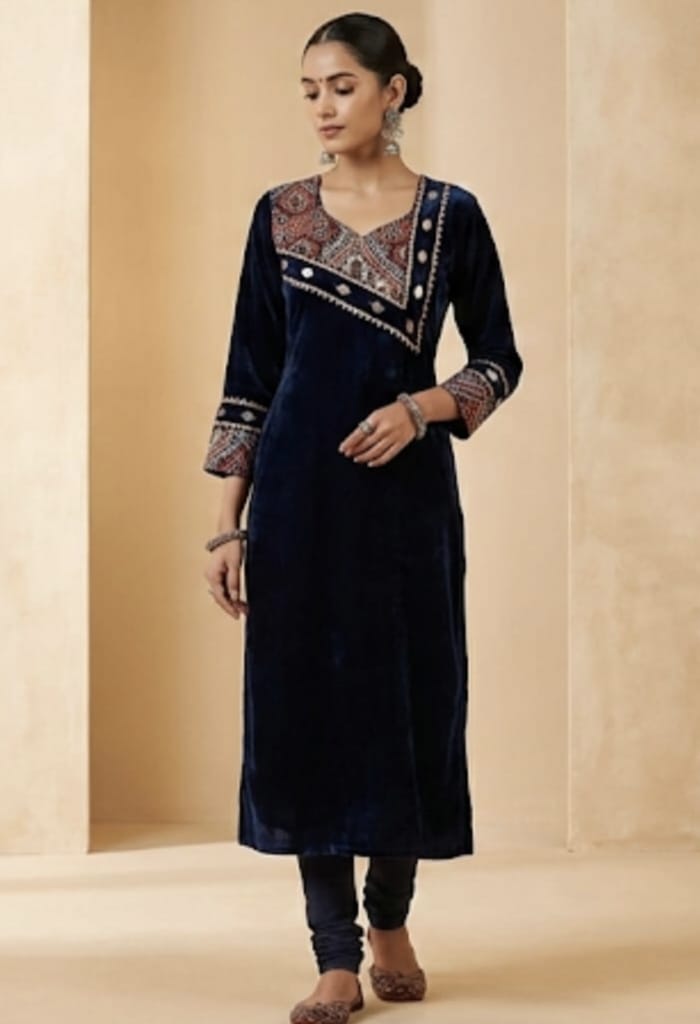 Premium Cotton Kurti with Mirror Work