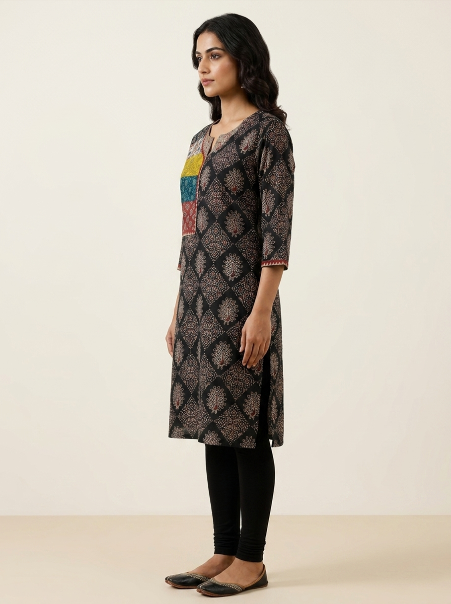 Premium Cotton Asymmetrical Patchwork Kurti
