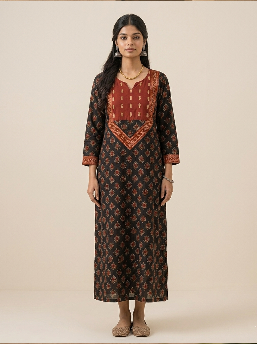 KutchSutra Elegant Ajrakh Print Straight Kurta